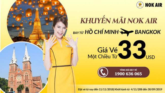 NOK Bay từ Thành phố Hồ Chí Minh đến Bangkok chỉ 33 USD